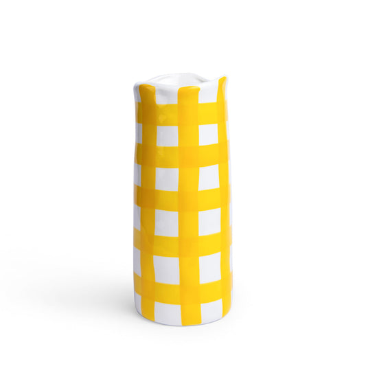 Yellow Gingham - Medium Vase