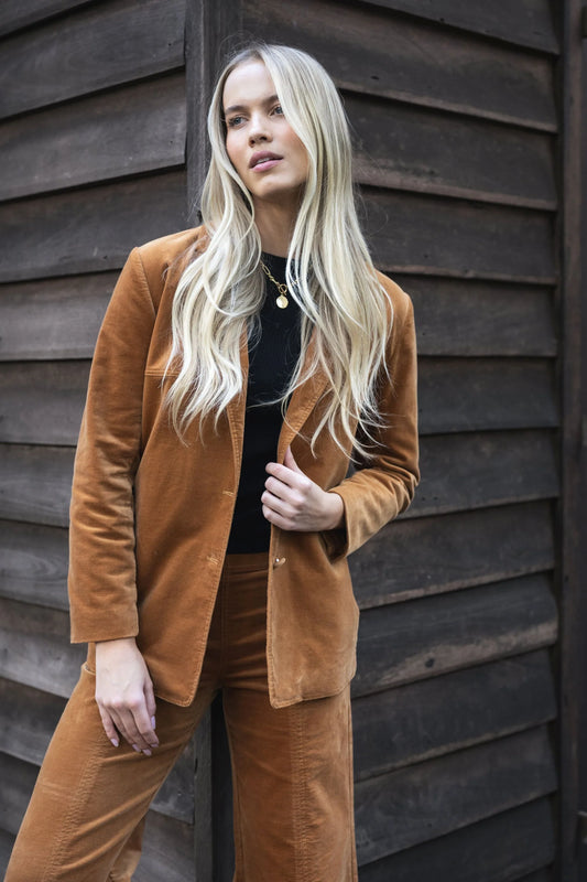Va Va Velour Coat - Camel