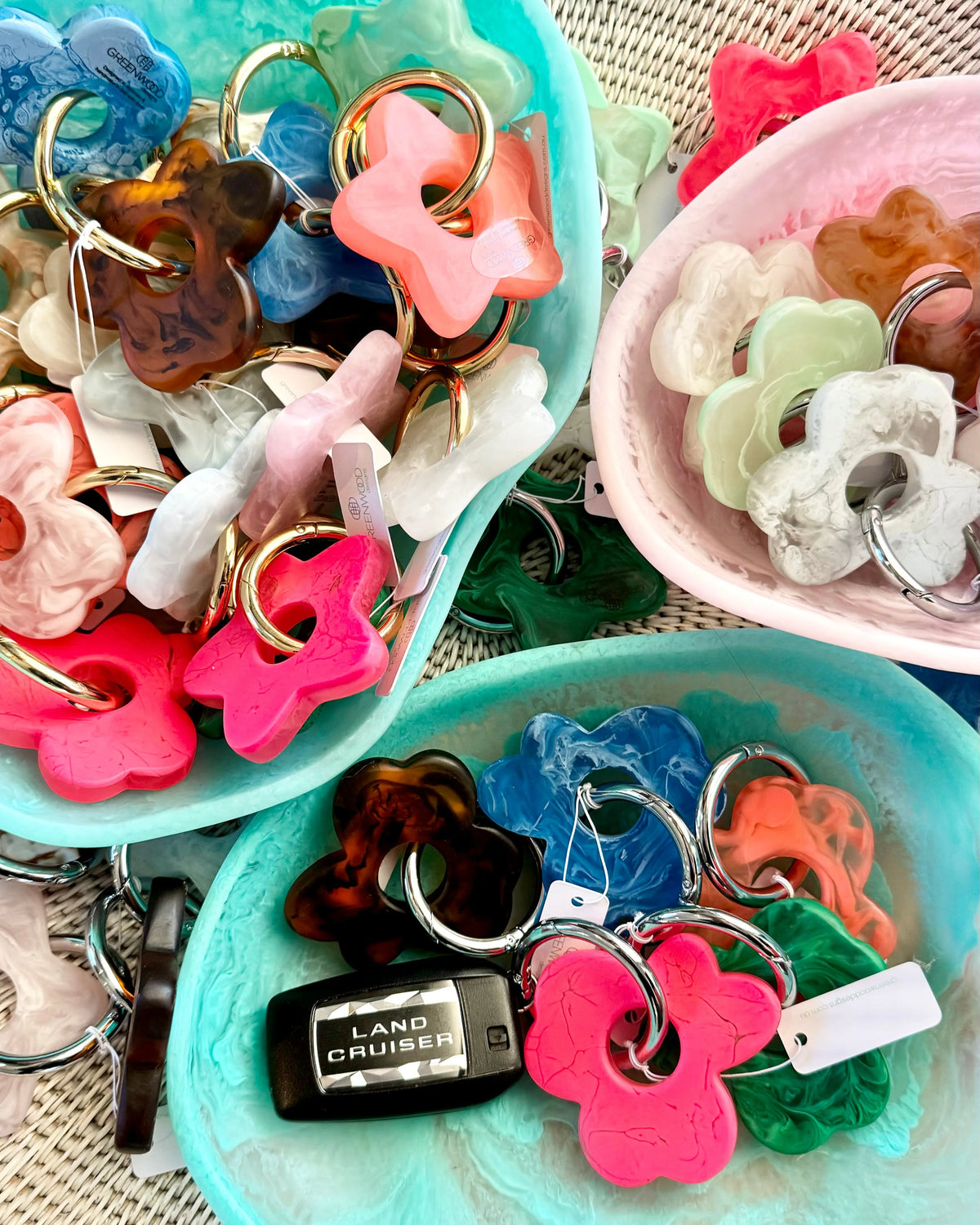 Floral Resin Keyring - Gold