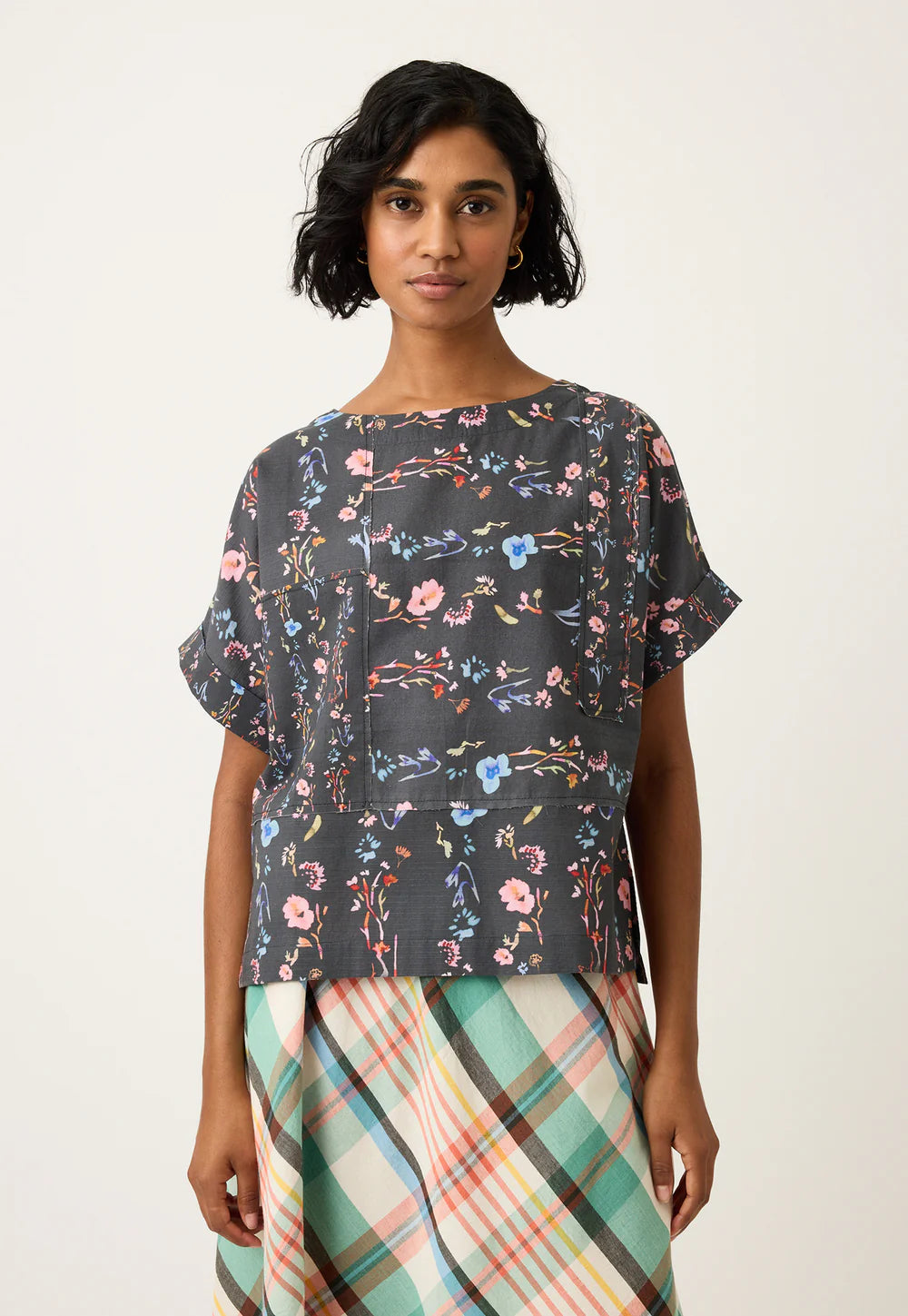 Dolman top - watercolour charcoal