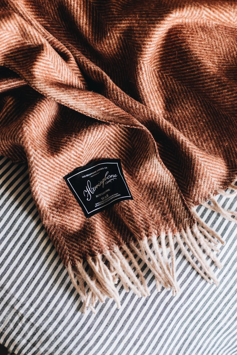 Herringbone Collection Recycled Wool Blanket - Russet