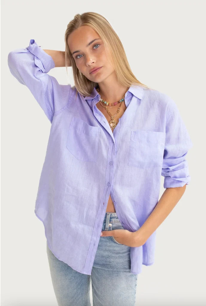 The Boyfriend Linen Shirt - Lift My Mood Mauve