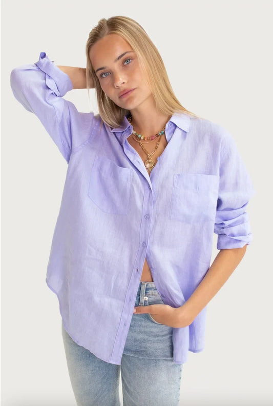 The Boyfriend Linen Shirt - Lift My Mood Mauve