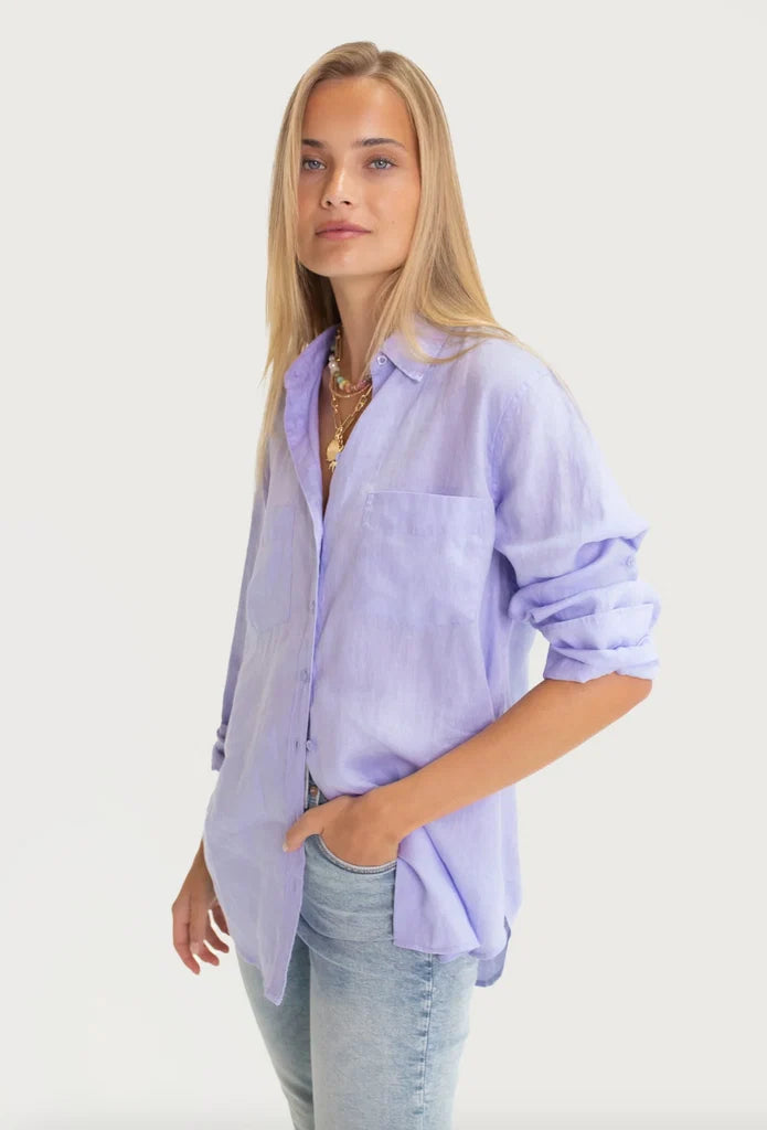 The Boyfriend Linen Shirt - Lift My Mood Mauve