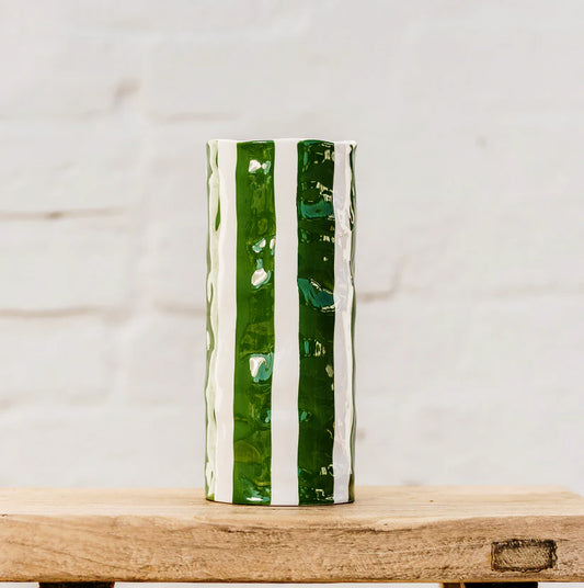Forest green Stripe Vase - Medium