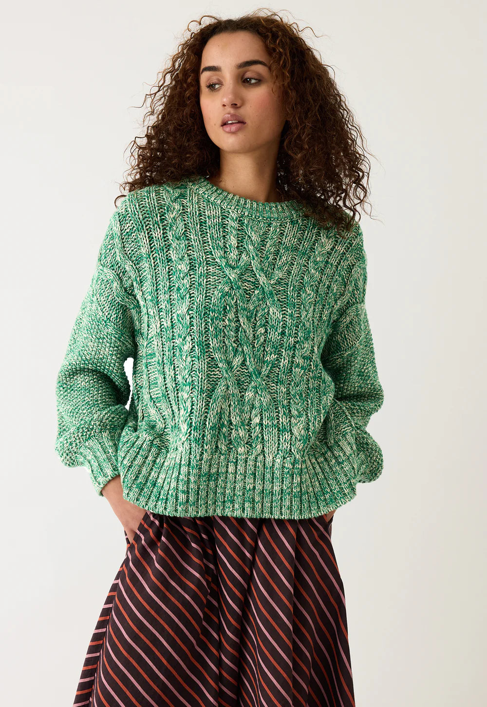 Gigi Cable Knit - Emerald Splice