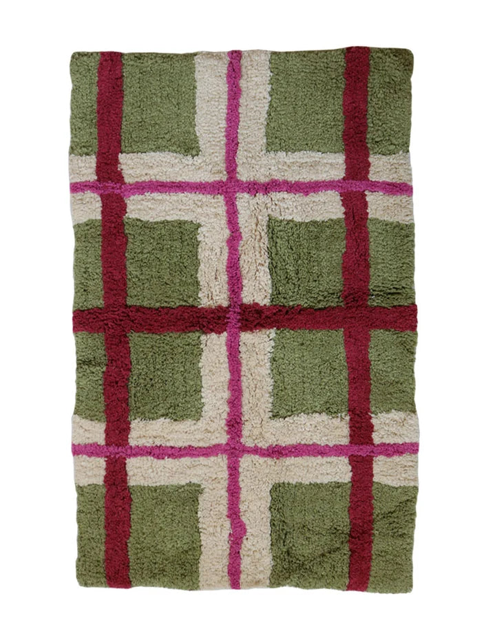 MOSEY ME | Olive Plaid bath Mat