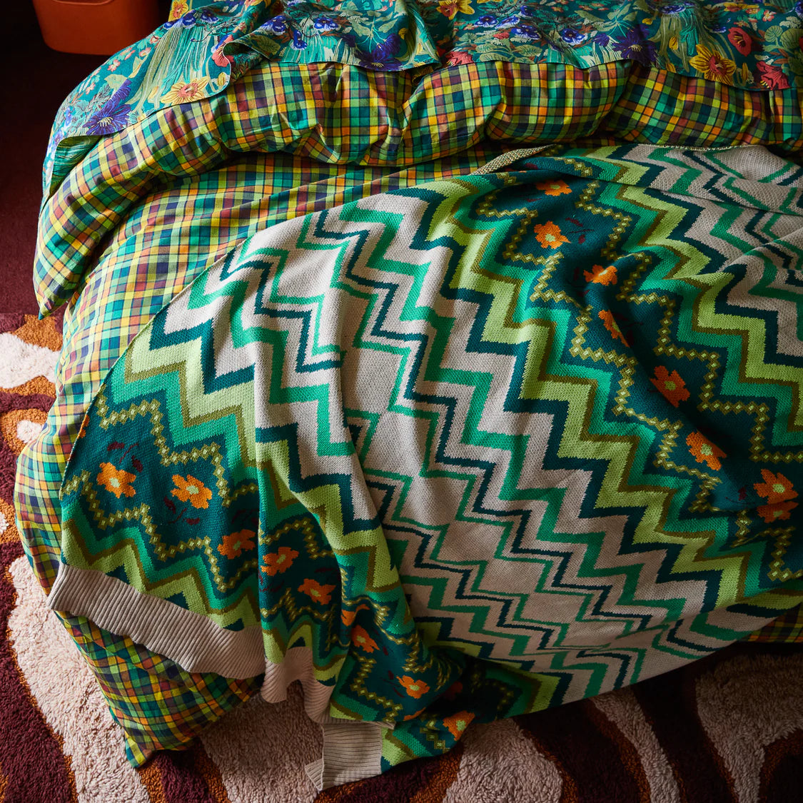 Calina Cotton Knit Blanket - Verdant