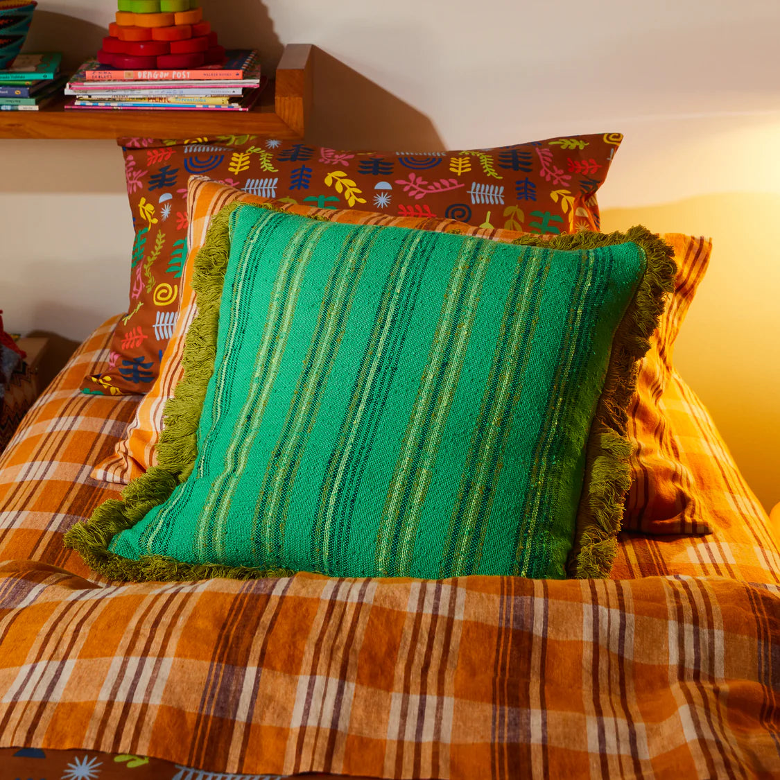 Nicolette Woven Cushion - Spring Green