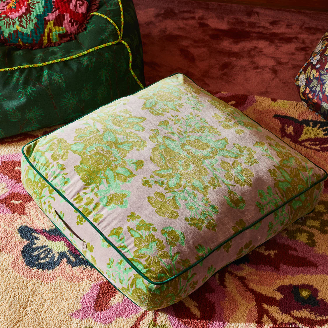 Hazel Velvet Floor Cushion - Mink Grey