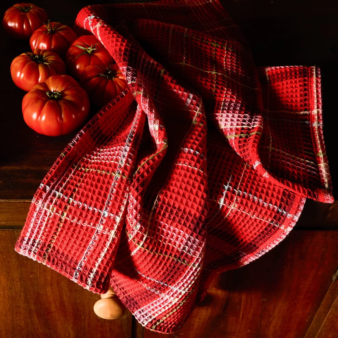 Francis Waffle Tea Towel - Poppy