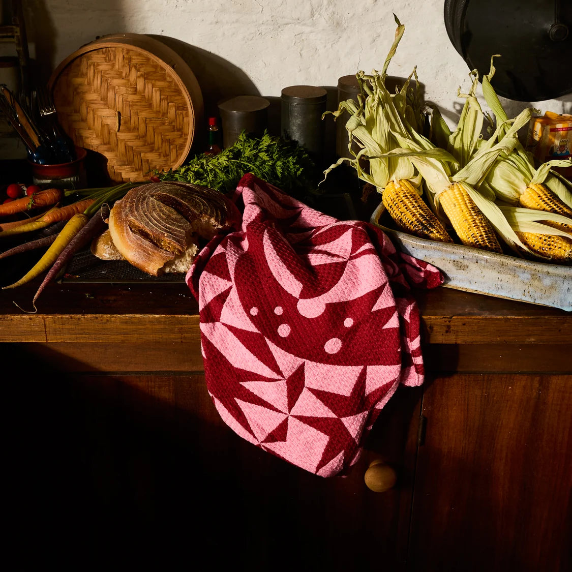 Nora Tea Towel - dahlia