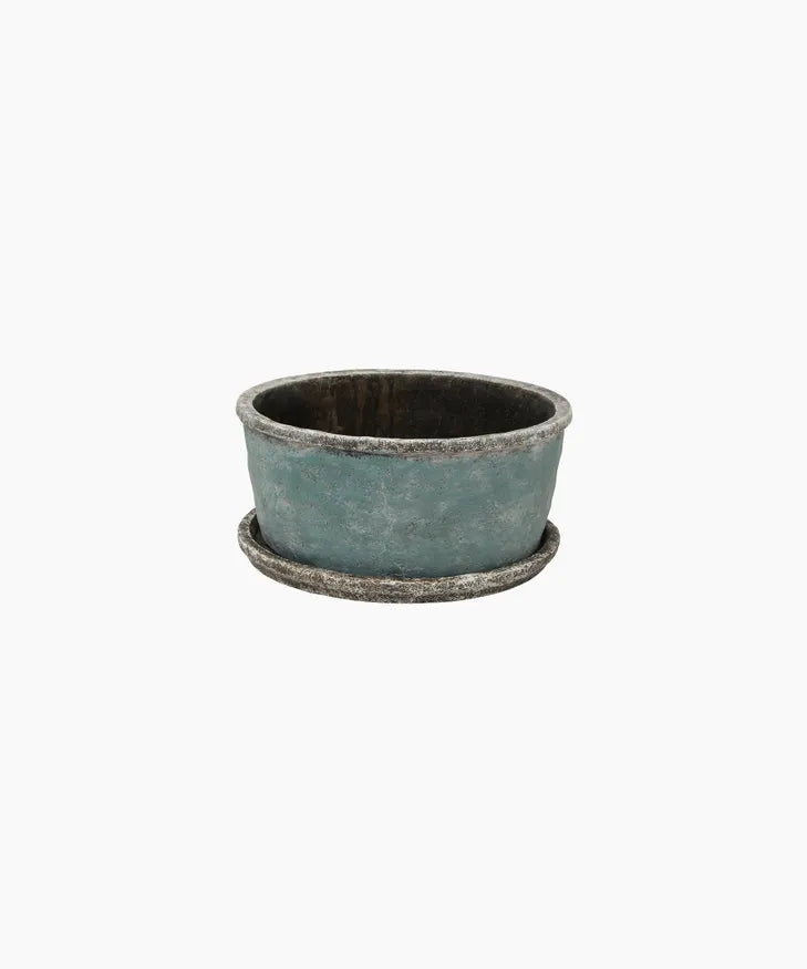 Sea Blue Wide plant Pot & Saucer