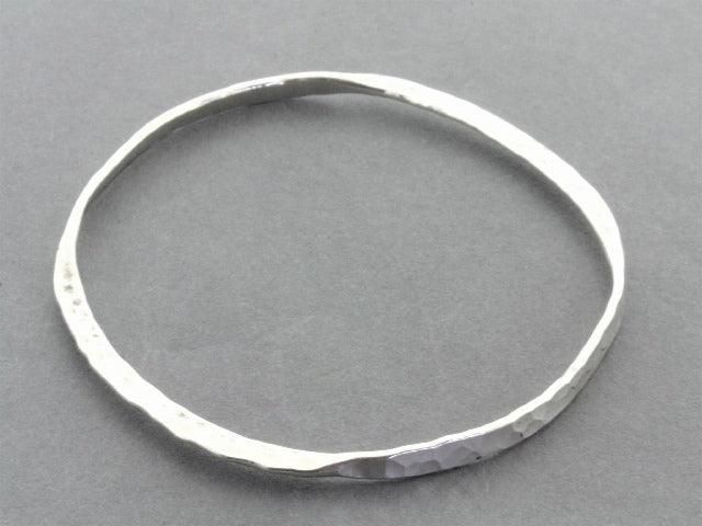 Hammered Flattened Silver bangle