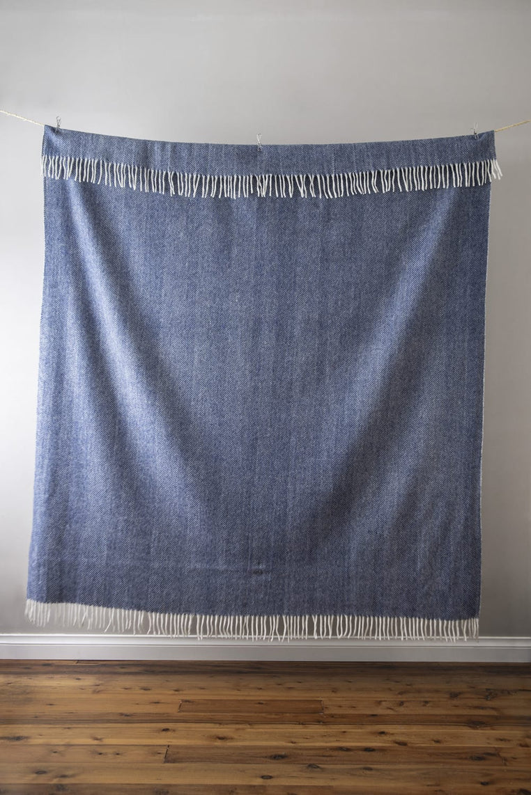 Herringbone Collection Recycled Wool Blanket - Storm