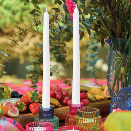 Jewel Taper Candles - White 4 PCE