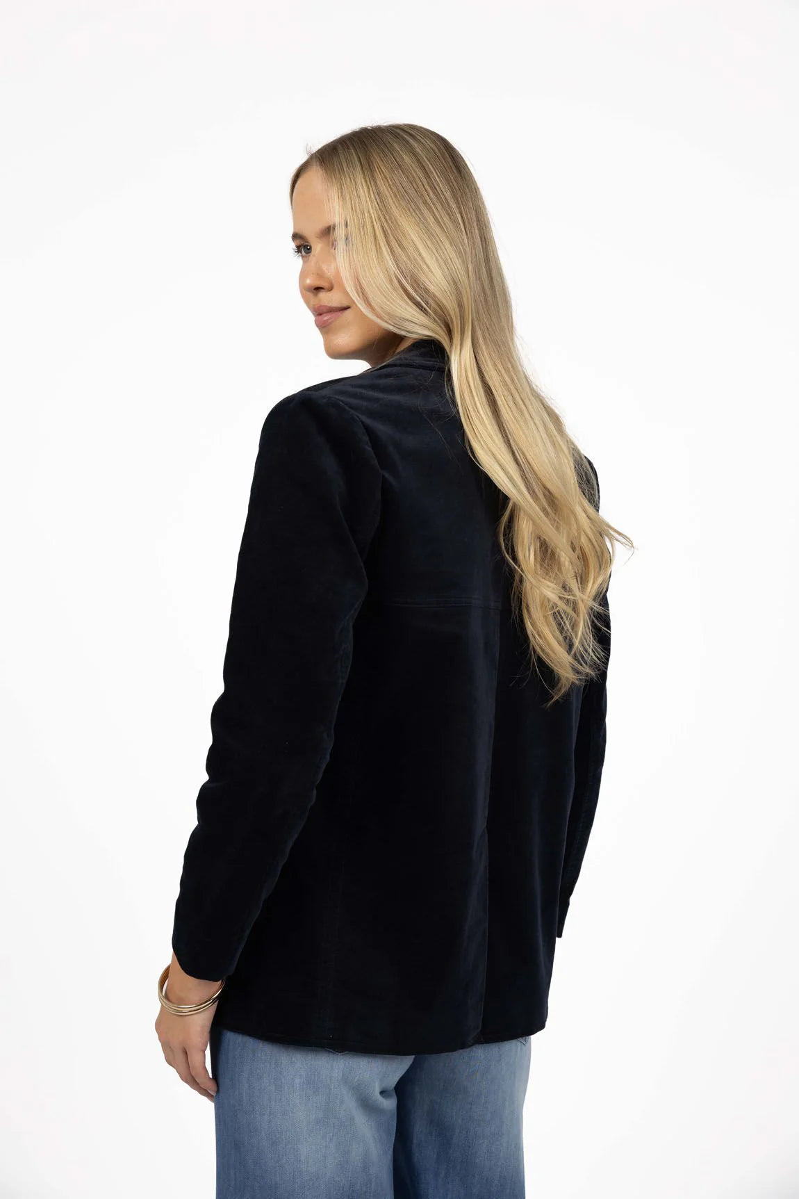 Va Va Velour Coat - Navy