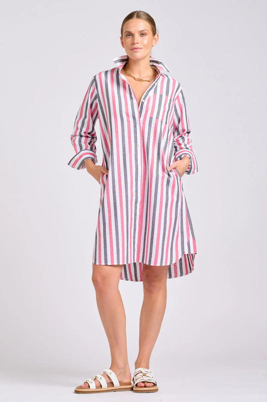 Classic Shirt Dress - Red Stripe