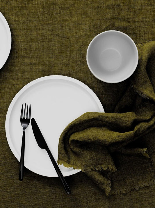 Vintage Linen Tablecloth Khaki