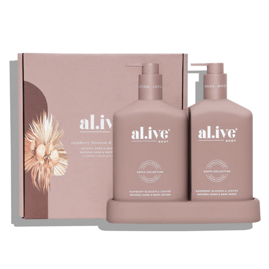 al.ive Wash & Lotion Duo + Tray - Raspberry blossum + Juniper
