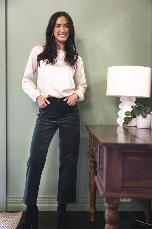 Va Va Velour Pant - Navy